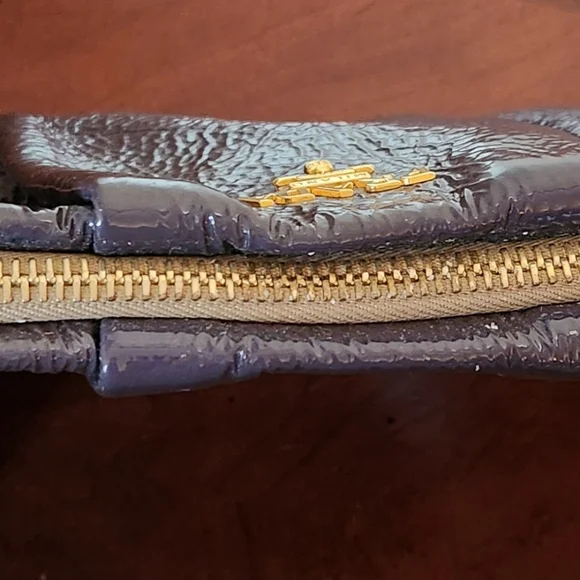 Prada Iris Naplak Patent Leather Pleated Wristlet Clutch - Picture 9 of 11
